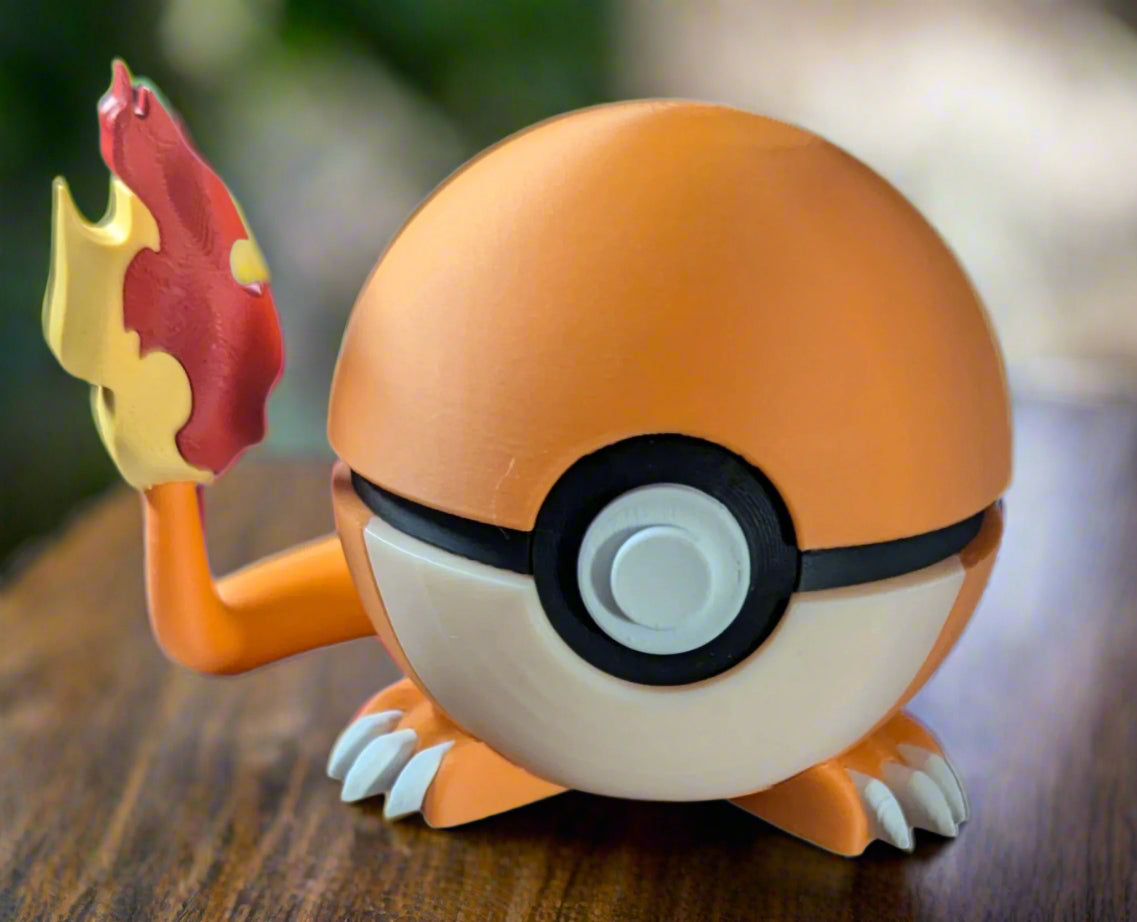 Charmander-Inspired Pokeball 3D Model | Unique Collectible for Pokémon Fans