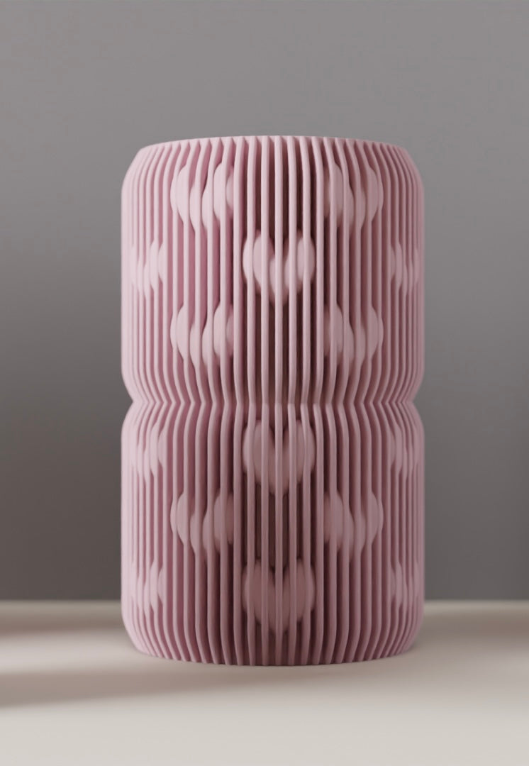 Modern Ribbed Heart Pattern Vase - Sakura Pink